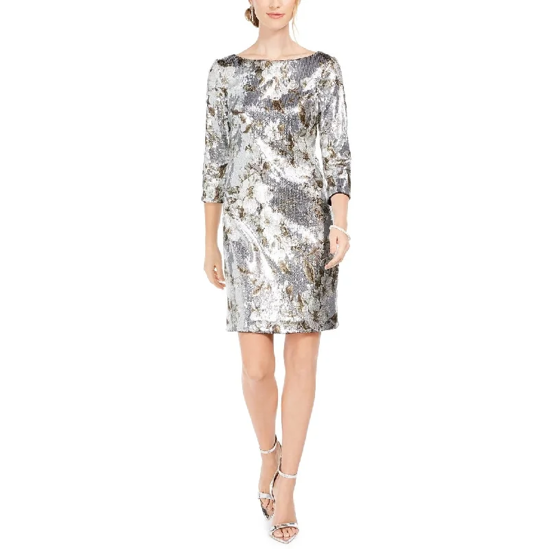 Vince Camuto Women's Sequined Bodycon Dress Silver Size 4