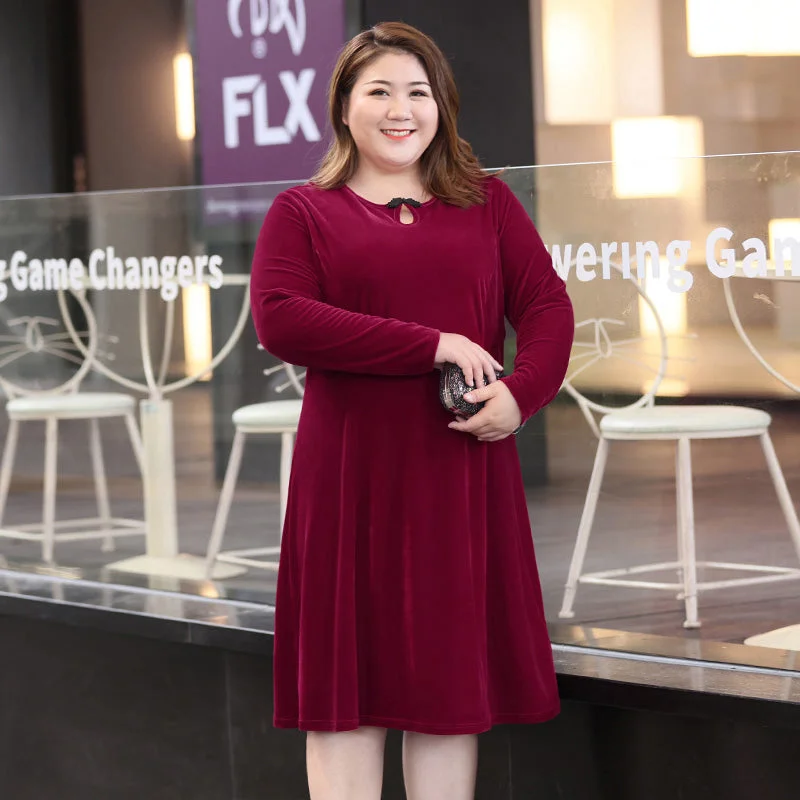 Plus Size Velvet Cheongsam Dress