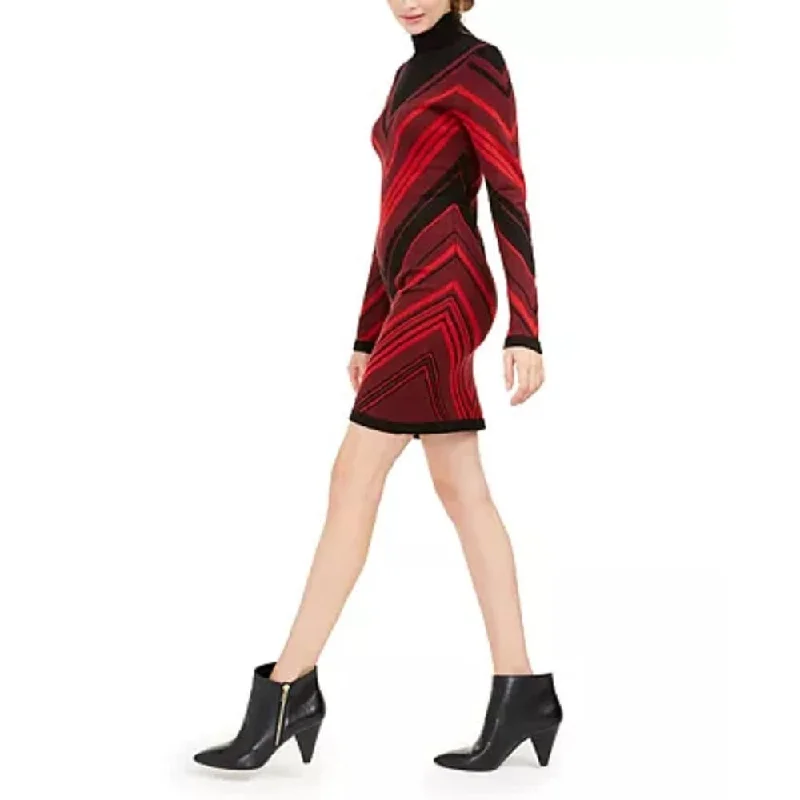 Planet Gold Juniors' Turtleneck Bodycon Sweater Dress Red Size Xx Small