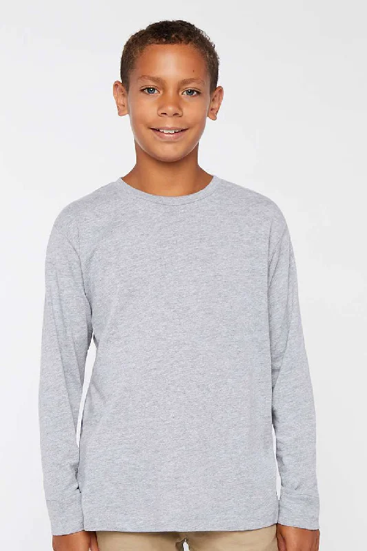 LAT Youth Fine Jersey Long Sleeve Crewneck T-Shirt - Heather Grey