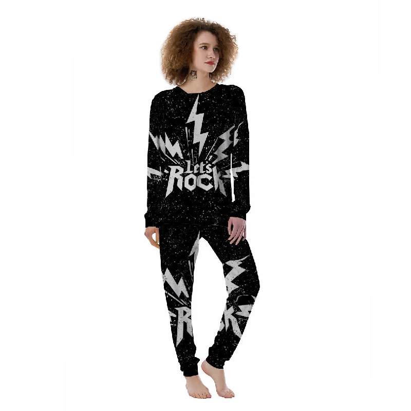 Abstract Rock Grunge Monochrome Print Women's Pajamas