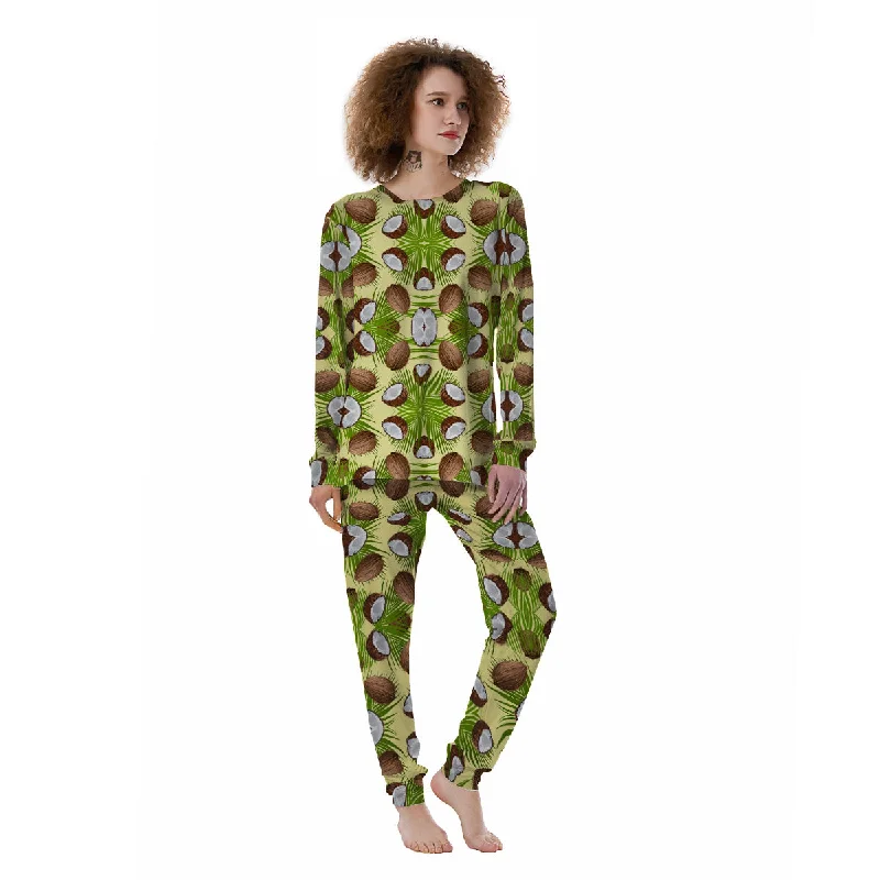 Abstract Tropical Coconut Print Pattern Women's Pajamas