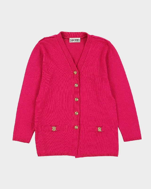 Fuchsia Pink Knitted Cardigan - S