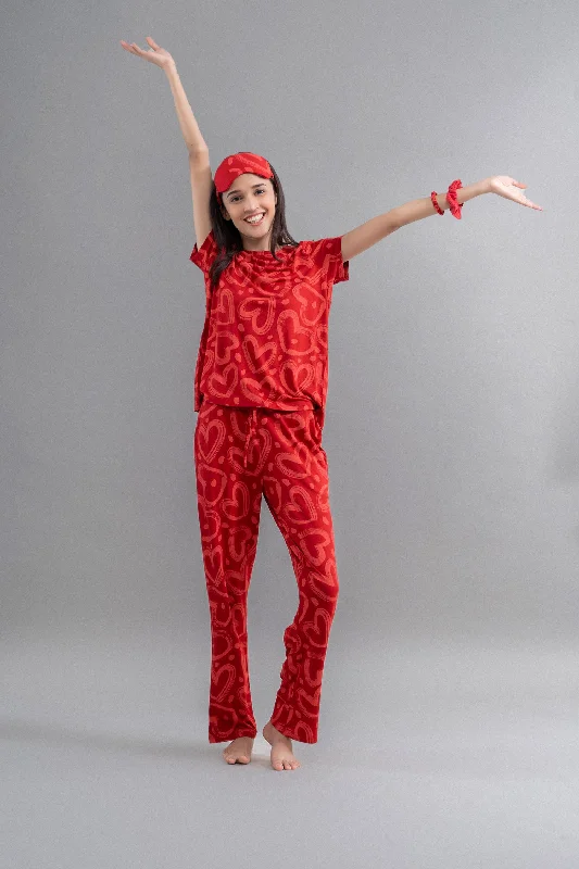 Lovestruck Hearts Red Pajama Set