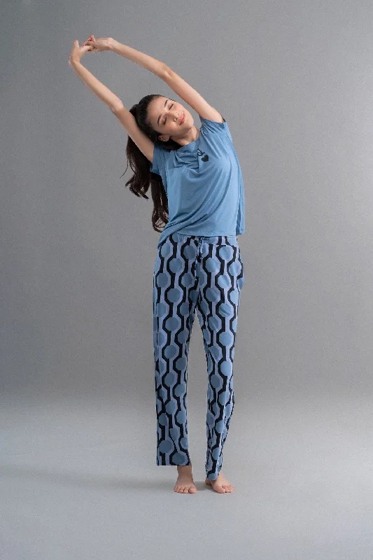 Midnight Blue Geometric Heart Pajama Set