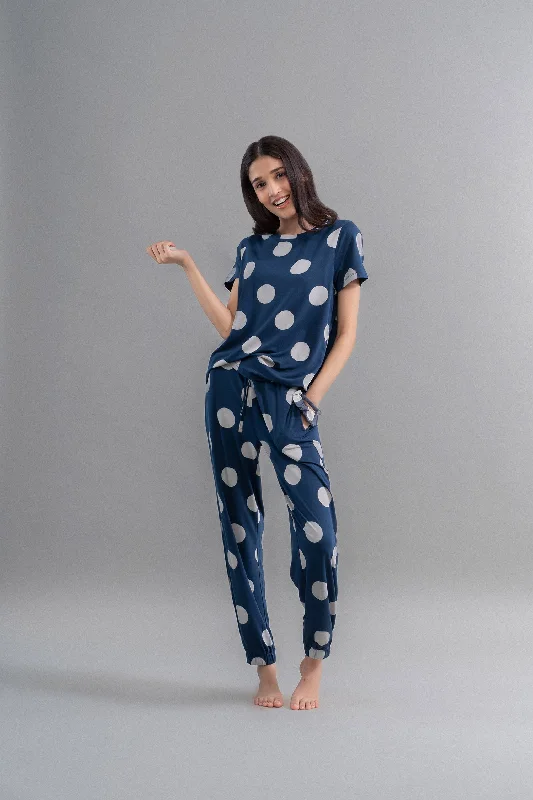 Sleepy Navy Polka Supima Pajama Set