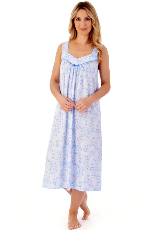 Slenderella Floral Vine Sleeveless Night Dress, Blue