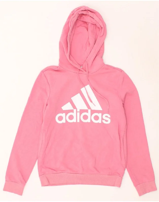 ADIDAS Womens Graphic Hoodie Jumper UK 12 Medium Pink