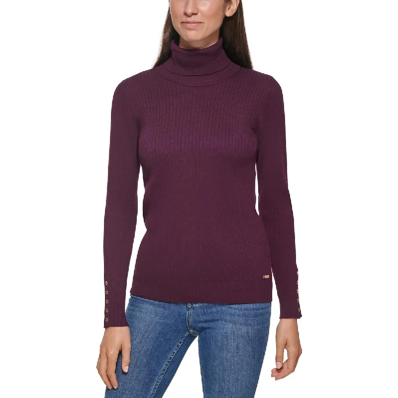 Womens Button Turtleneck Pullover Sweater