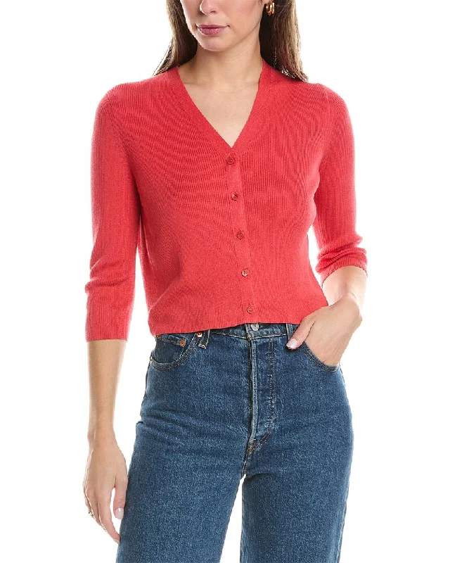 Lafayette 148 New York Ribbed Crop Silk-Blend Cardigan