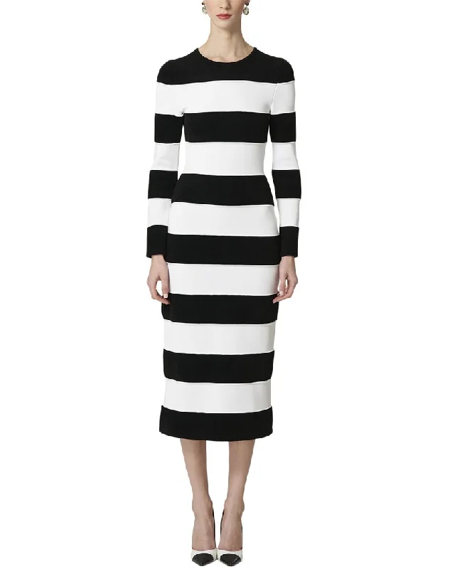 Carolina Herrera Crewneck Knit Column Long Dress