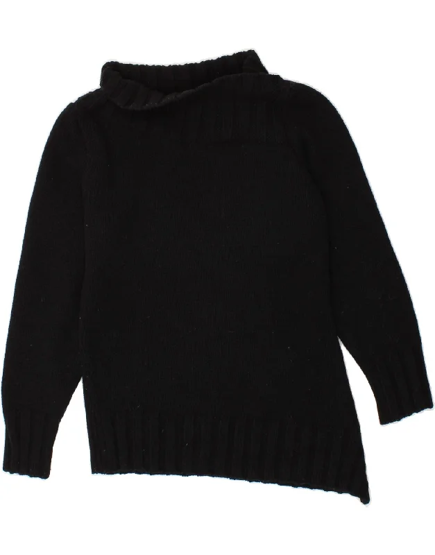 BLUMARINE Womens Asymmetric Turtle Neck Jumper Sweater UK 14 Large Black