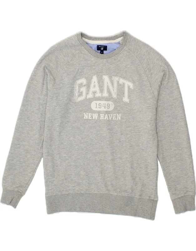 GANT Womens New Haven Graphic Sweatshirt Jumper UK 14 Medium Grey Cotton