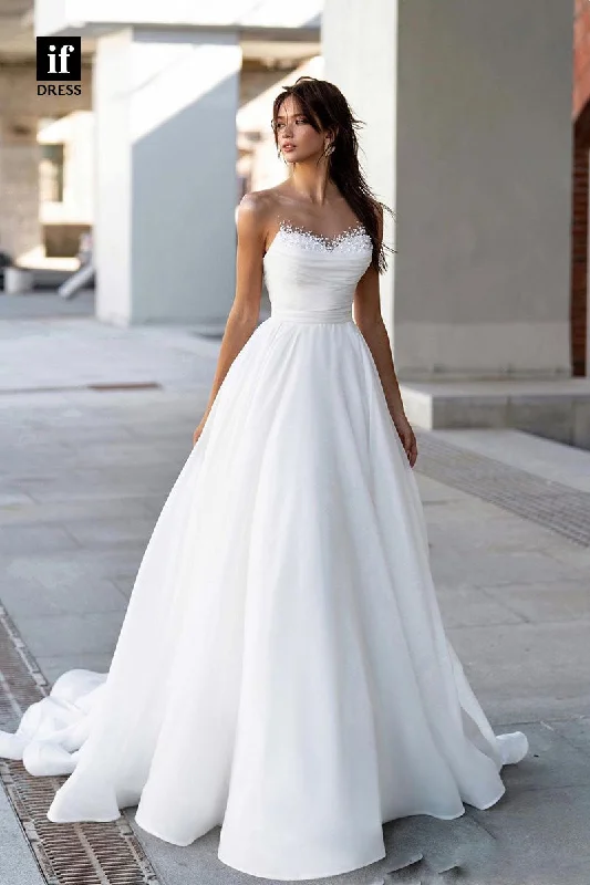 71060 - Romantic Off Shoulder A-Line Beads Bohemain Wedding Dress