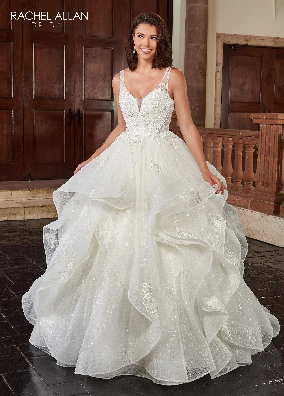 Sleeveless Ruffled Wedding Gown by Rachel Allan RB6113