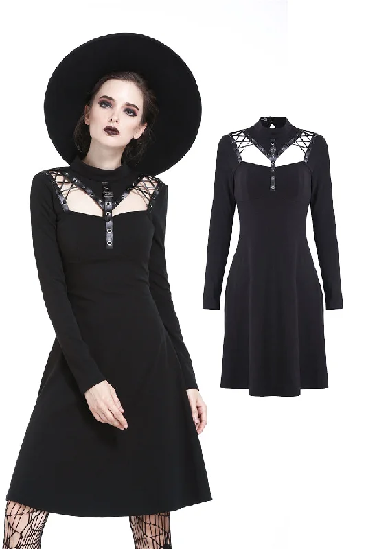 Punk cool hollow lace-up midi dress DW208