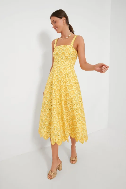 Lemonade Yellow Aubrey Midi Dress