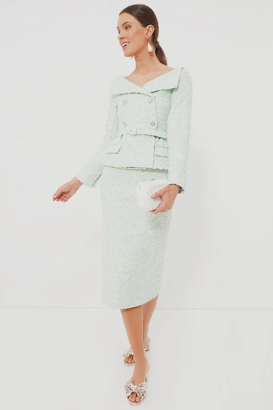 Mint Boucle Tailored Midi Dress