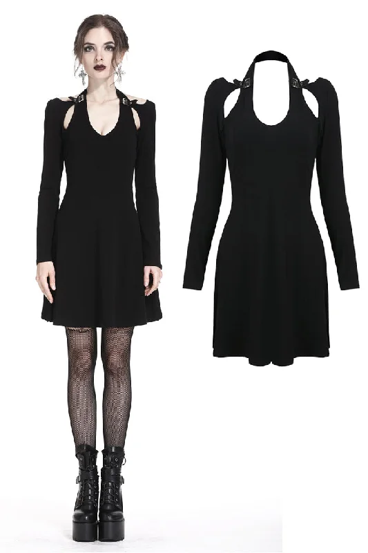 Punk crossed neckline sexy midi dress DW238