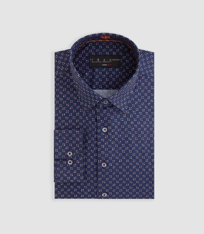 Chemise à imprimé micro motif marine "Dexter"