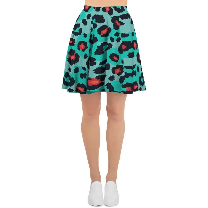 Teal Leopard Women's Skirt