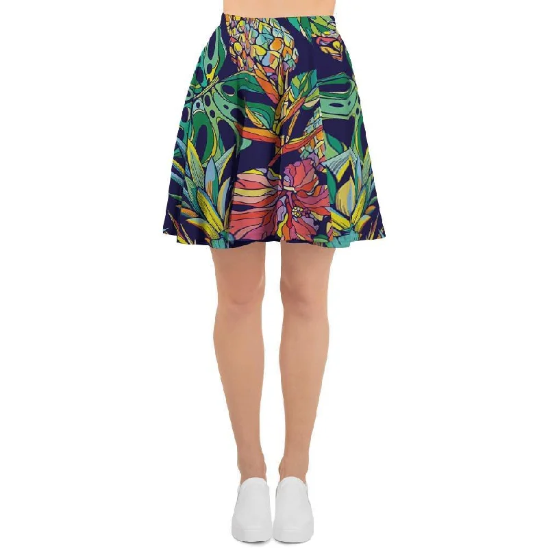 Tropical Floral Pineapple Print Women's Skirt