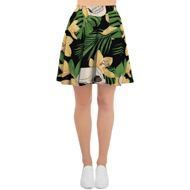 Tropical Floral Skull Women's Skirt