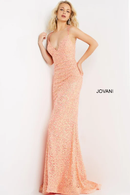 Jovani 08489 Spaghetti Strap Long Formal Prom Dress