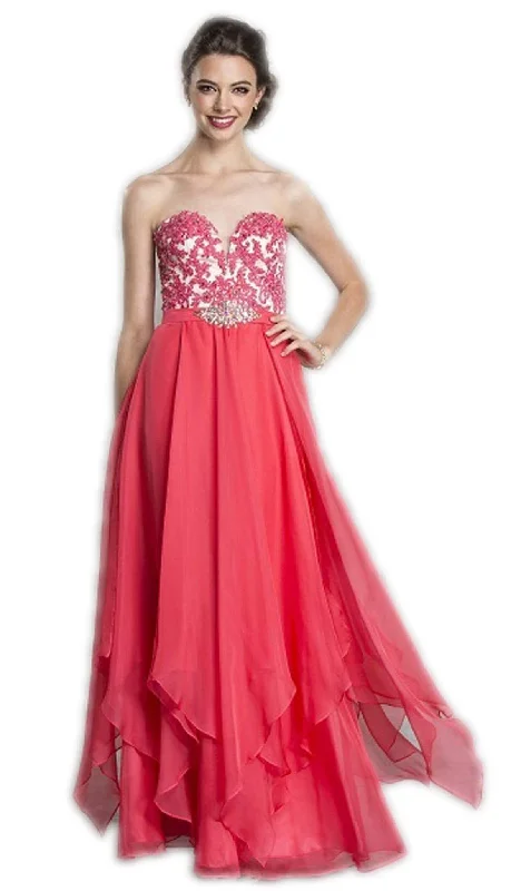 Aspeed Design - Strapless Pleated A-Line Evening Dress