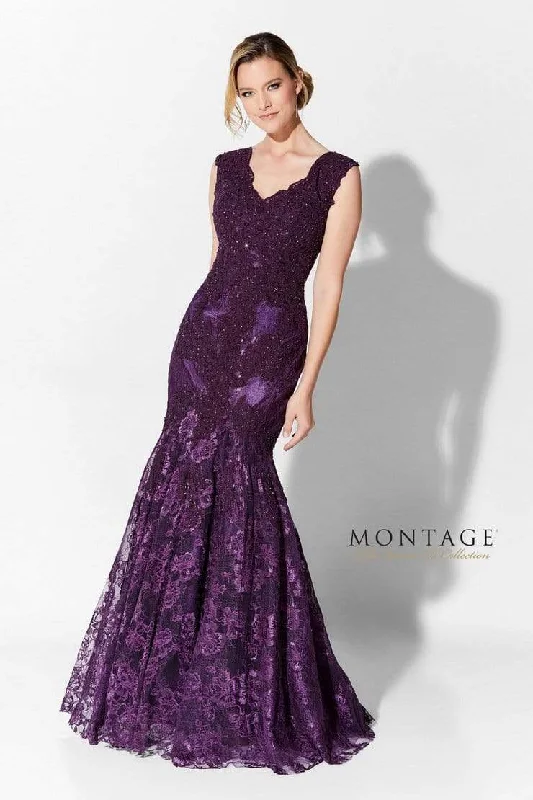 Ivonne D by Mon Cheri - Scalloped Lace Mermaid Evening Gown 215D08 - 1 pc Eggplant in Size 4 Available