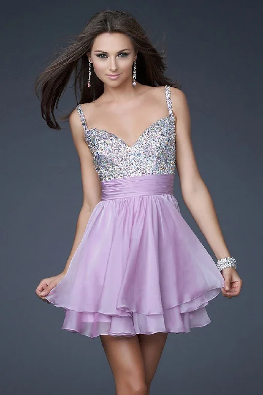 La Femme - 16813 Bejeweled Short Chiffon Party Dress