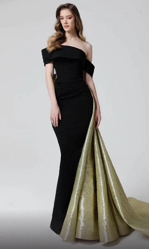 MNM Couture N0466 - Off Shoulder Asymmetric Evening Gown