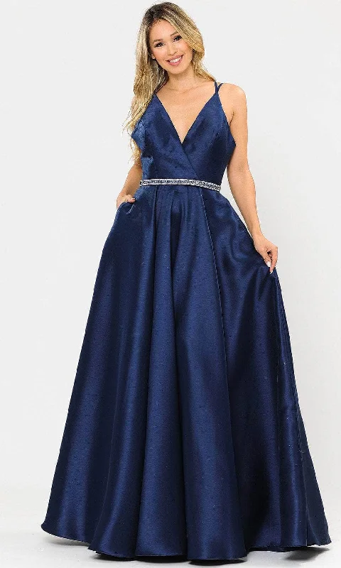 Poly USA 8690 - V-Neck Surplice Bodice Mikado Evening Gown