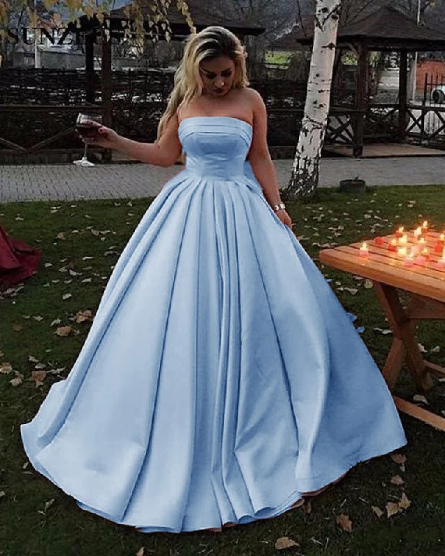 Amazing Blue/Red Strpless A Line Evening Dresses  Ball Gown Prom Dresses Floor Length  Abendkleider Gown