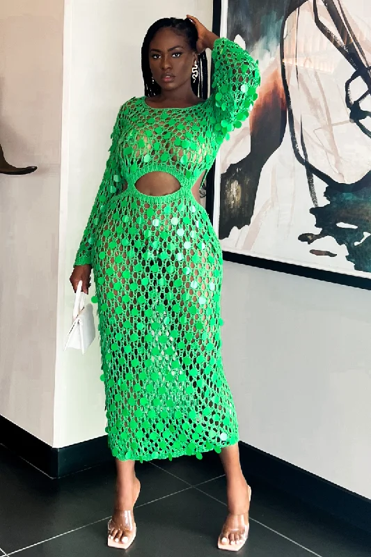 BEJEWELED GREEN CROCHET COVERUP | DRESS (S-XXL)