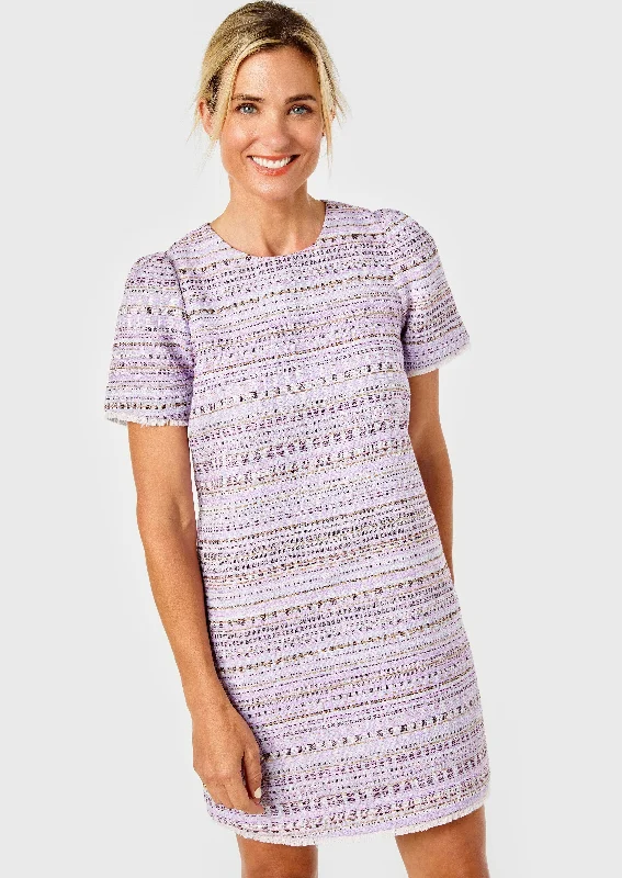 Chloe Tweed Dress- Lavender Stripe