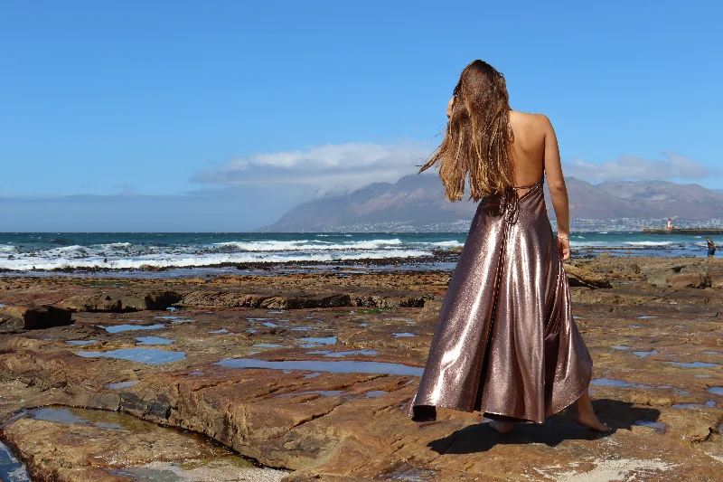 Copper Shimmer Halter dress