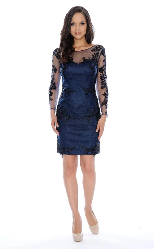 Decode 1.8 - 183087SC Bateau Embellished Sheer Sleeve Sheath Dress