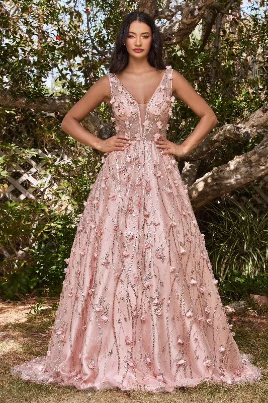 Enchanted Floral AppliquÃ© Ballgown: Cinderella Divine's Magical Masterpiece