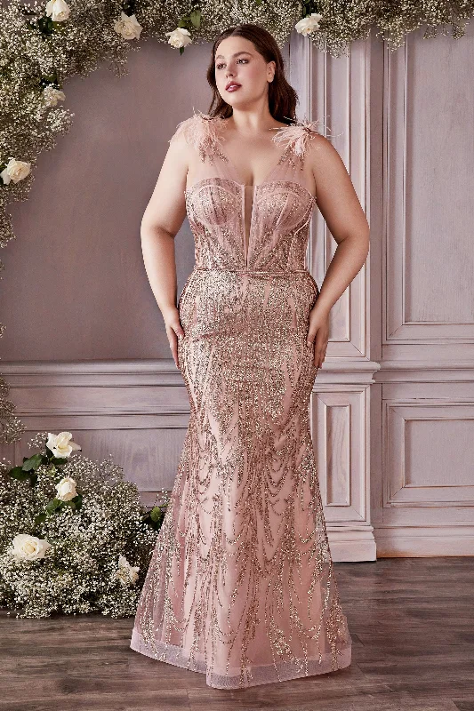 Enchanting Evening Elegance: Cinderella Divine's Beaded Trumpet Gown