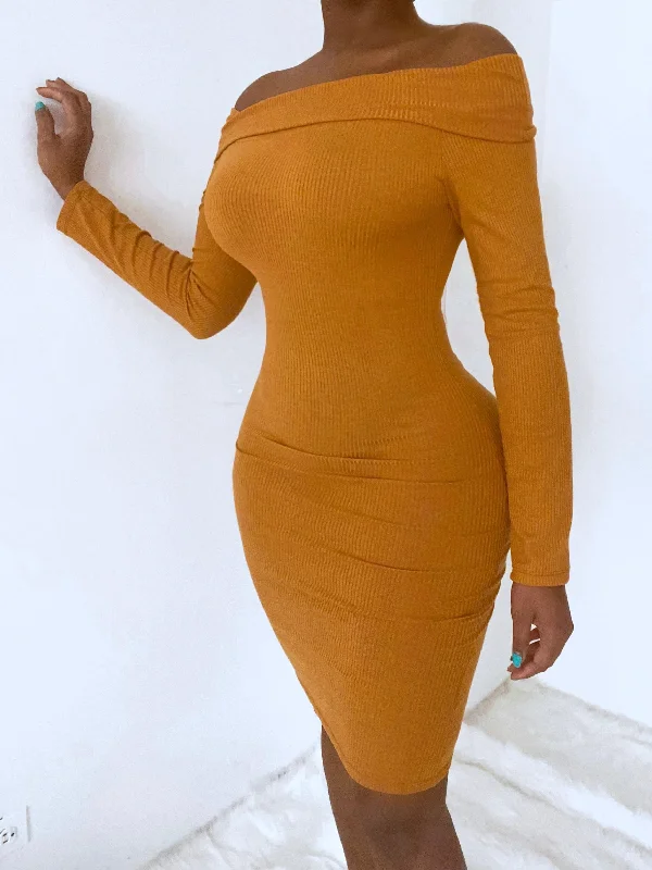 ESSENTIAL OFF-SHOULDER RIBBED | DRESS