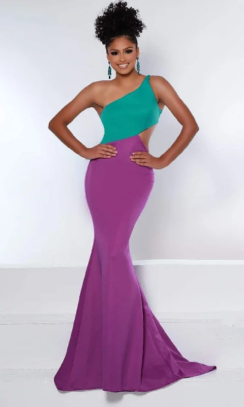 Johnathan Kayne - 2402 Two-Tone One-Shoulder Gown