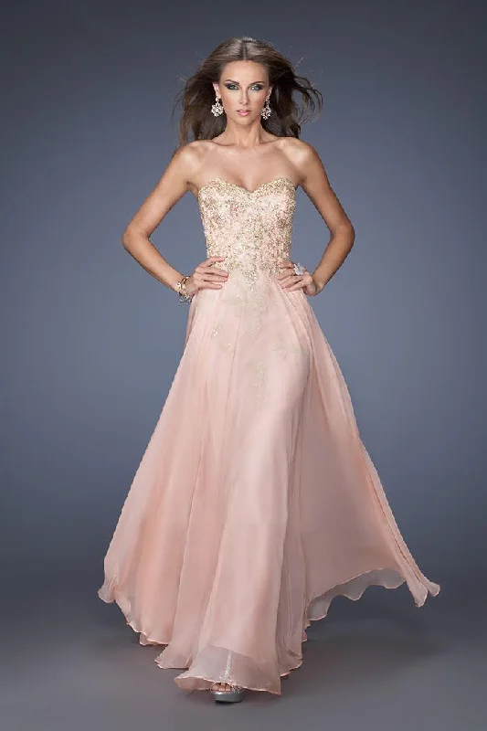 La Femme - Adorned Strapless Open Back Sweetheart Dress 20114