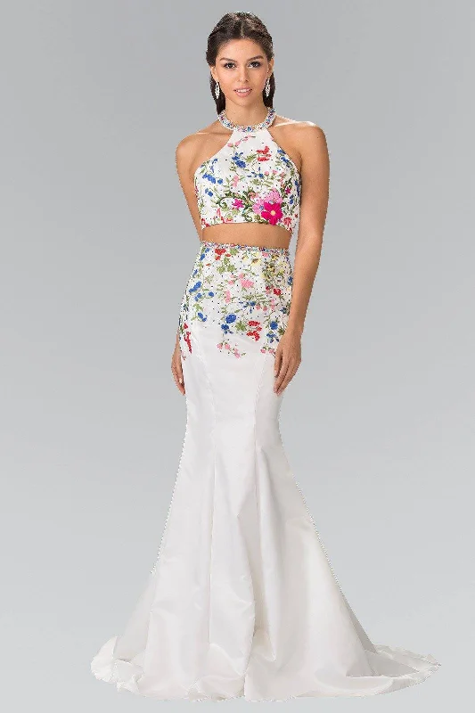 Long Two-Piece Floral Embroidered Dress by Elizabeth K GL2260