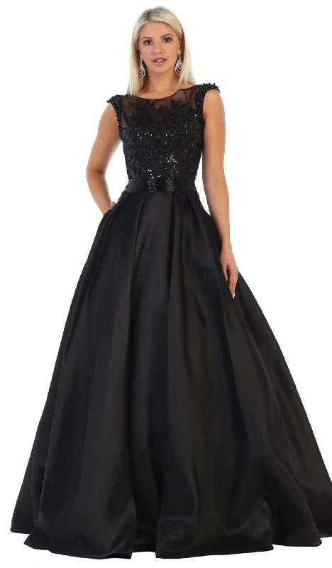 May Queen - RQ7706 Cap Sleeve Formal Ballgown