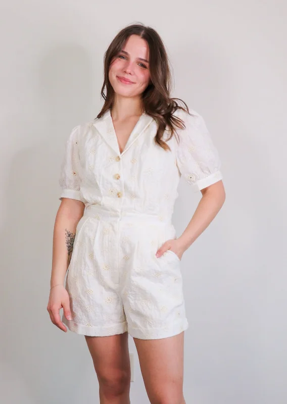 Melinda Eyelet Embroidered Romper**FINAL SALE**