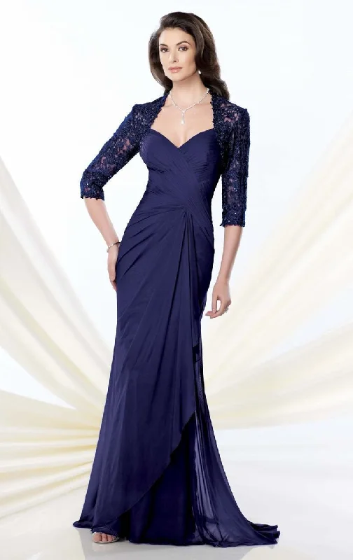 Mon Cheri - 214943SC Gathered Queen Anne Sheath Evening Dress