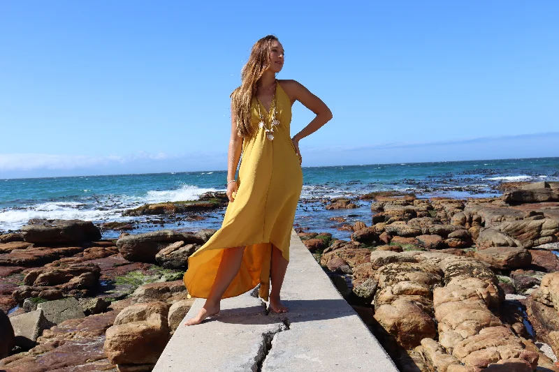 Mustard yellow halter dress