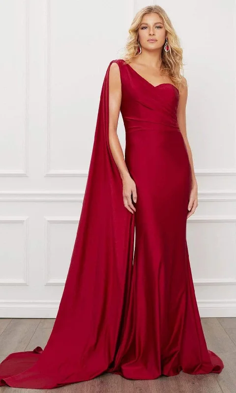 Nox Anabel - E475 Drape Sleeve Trumpet Evening Dress