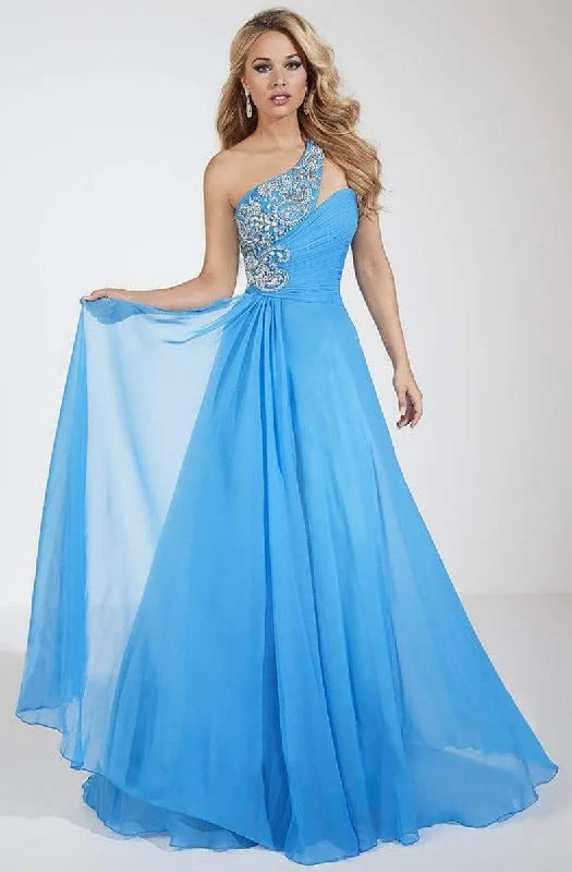 Panoply - 14622SC Asymmetric Beaded Chiffon Dress